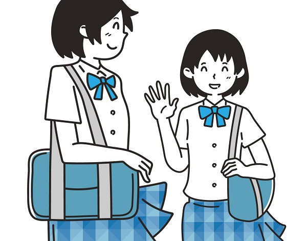 通学カバンを持つ女子生徒